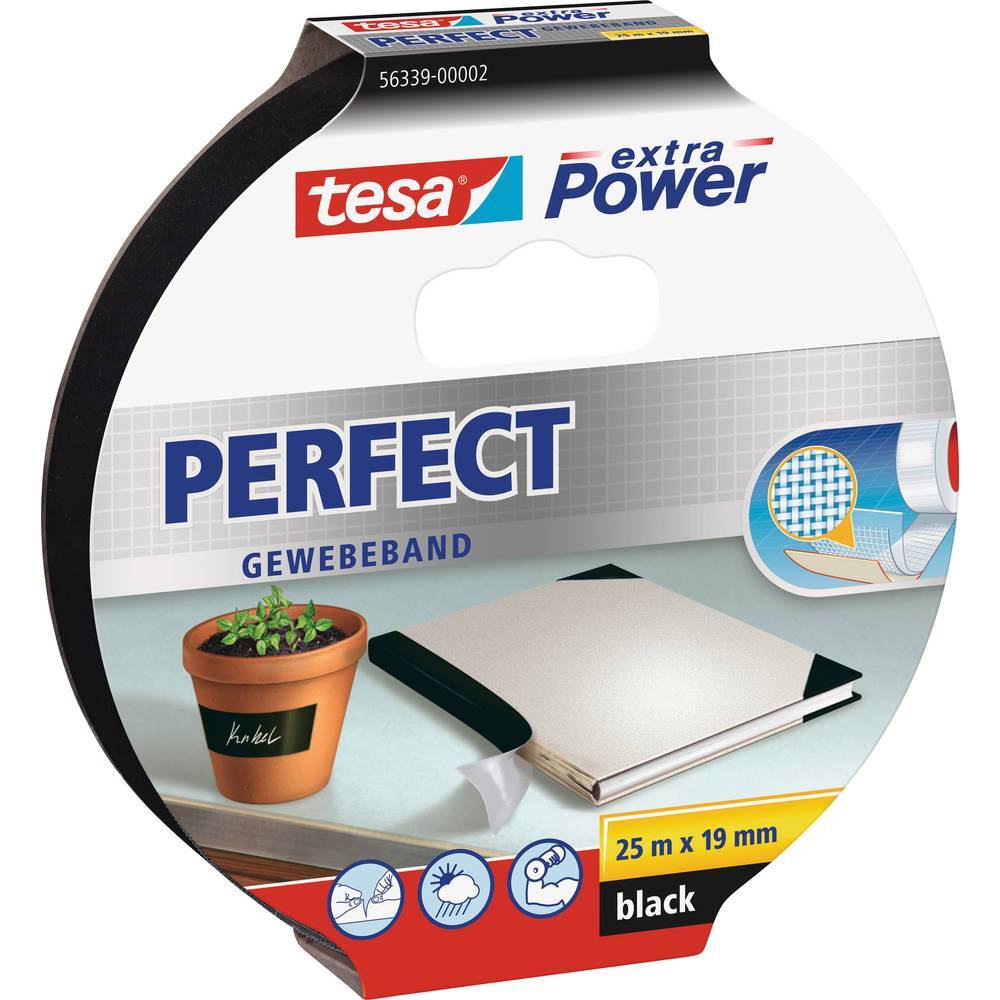 tesa PERFECT 56339-00002-01 Nastro in tessuto tesa® extra Power Nero (L x L) 25