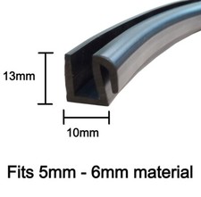 Rubber U Shape Window Glass Glazing Seal with Lip Fits 5-6mm (Price Per Metre)