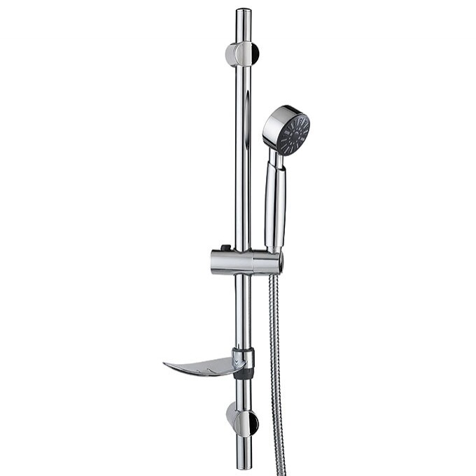 Barre de douche chromée 70 cm réglable avec douchette mobile pour rénovation salle de bain