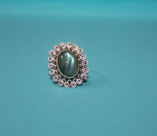 Sterling Silver Designer Oval Labradorite Ring Size 6  093GCM 