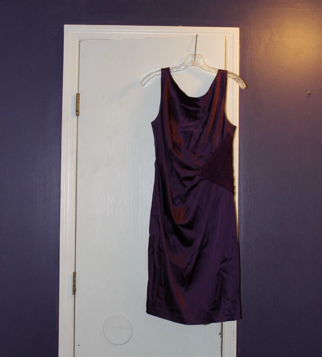 Suzi Chin for Maggy Boutique Womens Purple Fit Flare Dress Sleeveless Ruched 10