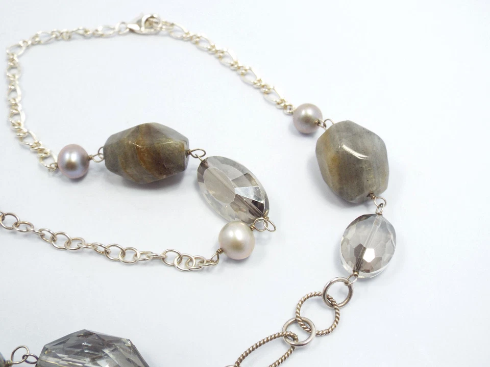 LUC Lucas Lemeth Sterling Silver Labradorite & Crystal Long Necklace, 31" - Image 4 of 4