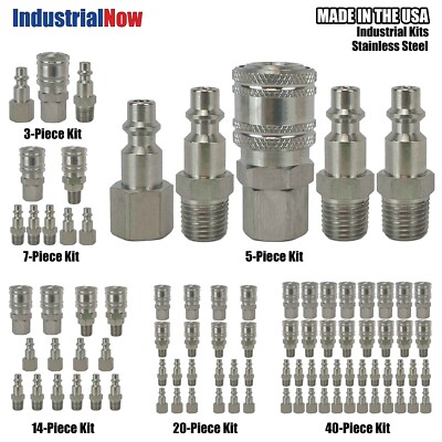Best 1/4  Stainless Steel Industrial Air Hose Coupler Kits - Choose Your Size