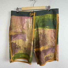 Prana High Seas Board Shorts UPF 50 Abstract Art Grunge Tie Dye Size 36