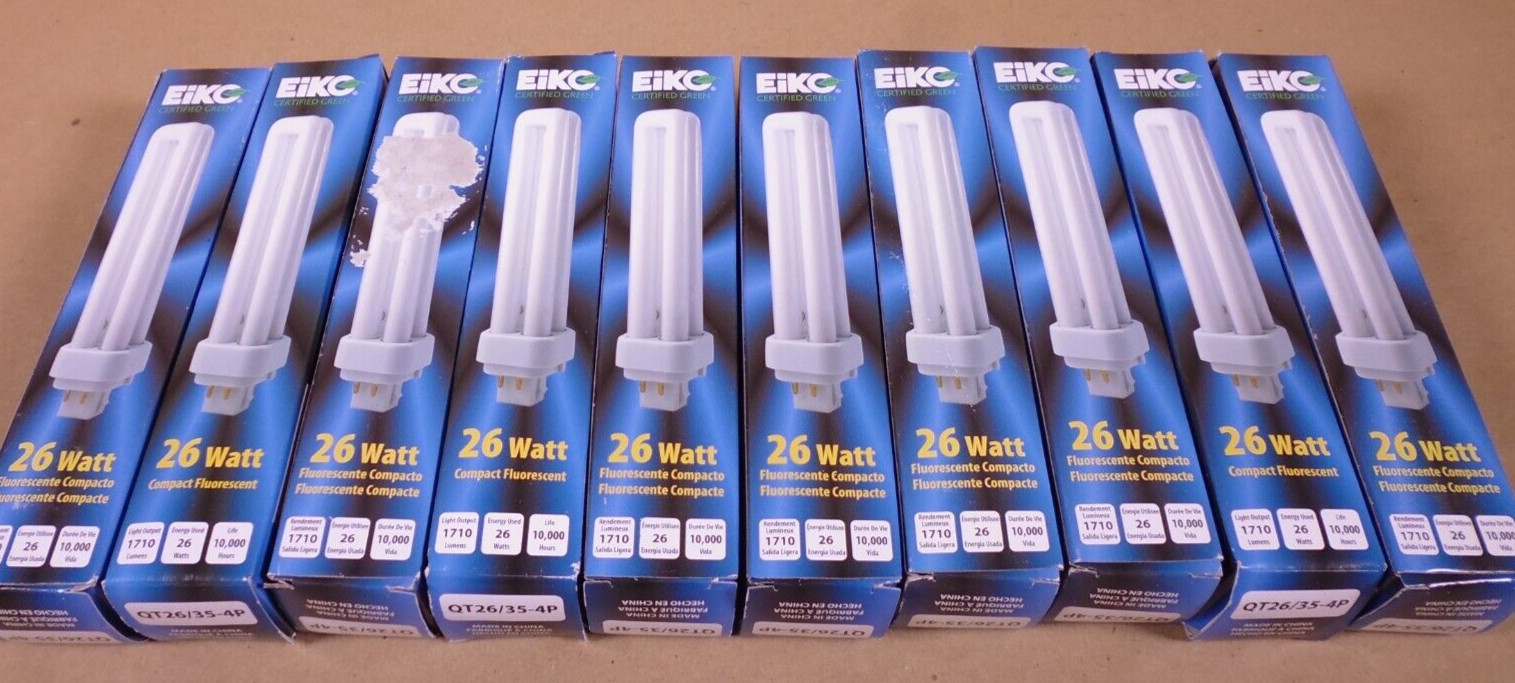 (10) NEW EIKO QT26/35-4P 26W G24q-3 3500K Quad-Tube CFL Lamp Light Bulb