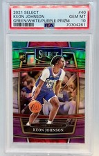 2021-22 Panini Select Keon Johnson Rookie Green/White/Purple Prizm #40 PSA 10