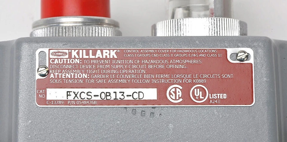 Killark FXCS-0B13-CD single pushbutton red 110 VAC/VDC LED clear/white - Image 3 of 4