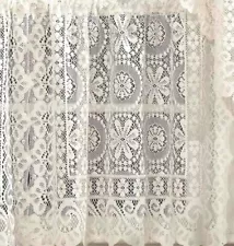 Hopewell Heavy Floral Lace Lace Medallion Curtain Cream Ivory Color Scalloped