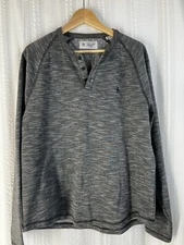 Penguin By Munsingwear Men’s Dark Gray 3 Button Henley Long Sleeve Shirt XL