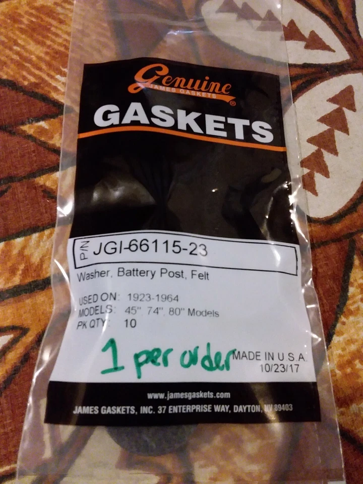 Lavadora de fieltro poste de batería James JGI-66115-23 1923-1964 HARLEY 45" 74" CANTIDAD 1 NS430A Foto 2 de 2