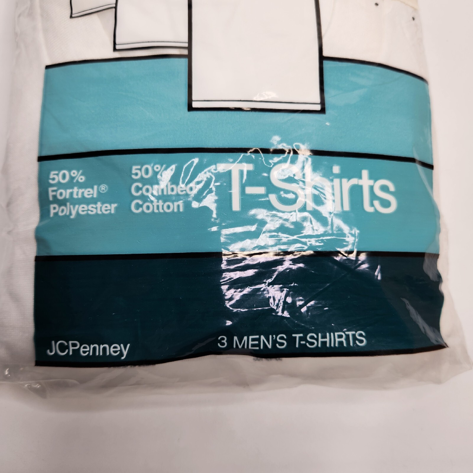 N0S Vintage JC Penney Fortrel Polyester Cotton White 3 Pack TShirts