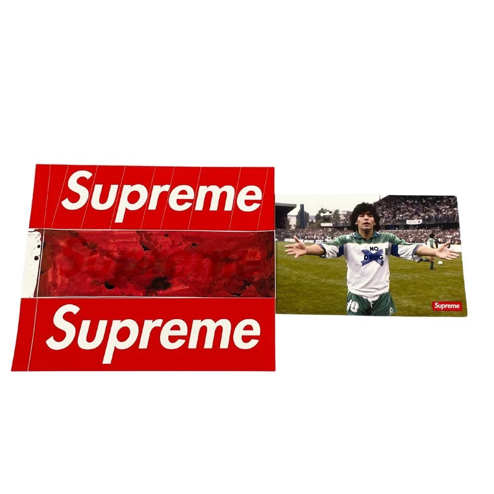 SUPREME Lot de 4 autocollants BOITE LOGO MARADONA authentique / B2006