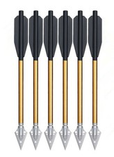 6PK AL Boulons d'Arbalète Flèches 6,5" Acier Pointes Large Flèches de Chasse Doré