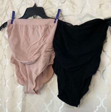 Maternity Shapewear Over The Belly Support Panties Set of 2 Black/Beige Medium