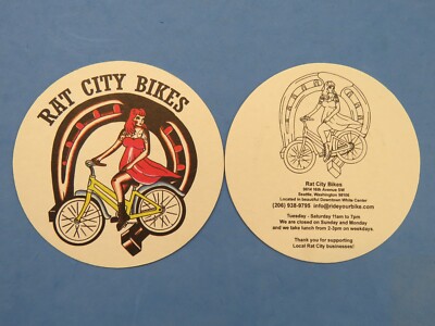 Beer Drink COASTER RAT CITY BIKES Gal Bike Rider Seattle