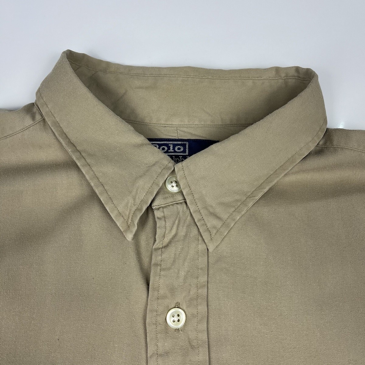 Vintage 90s Polo Ralph Lauren Whitfield Tan Beige Button Up Shirt