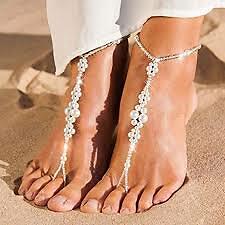 BARE FOOT SANDALE FÜSSE FUSSKETTCHEN KRISTALL SCHUH GRÖßE UK 5