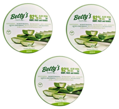 Aloe Vera Gel Körper Gesicht Hand Creme 92% Aloe Vera Blattextrakt 3x 300ml NEU