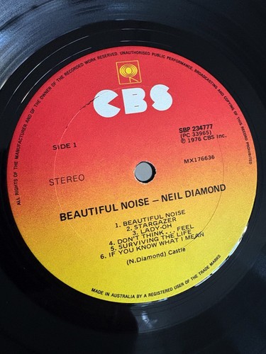NEIL DIAMOND - Beautiful Noise VINYL LP 1976 CBS Australia Exc Cond! JF1 - Picture 2 of 3
