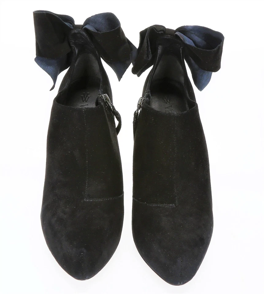 Botines Vera Wang para mujer de gamuza negra talla 9 de tacón alto con lazo 213867 Foto 3 de 4