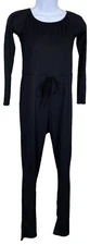 Parisian Black Ribbed Stretch Long Sleeve Jumpsuit Bodysuit Sz USA 8 UK 12 EU 40