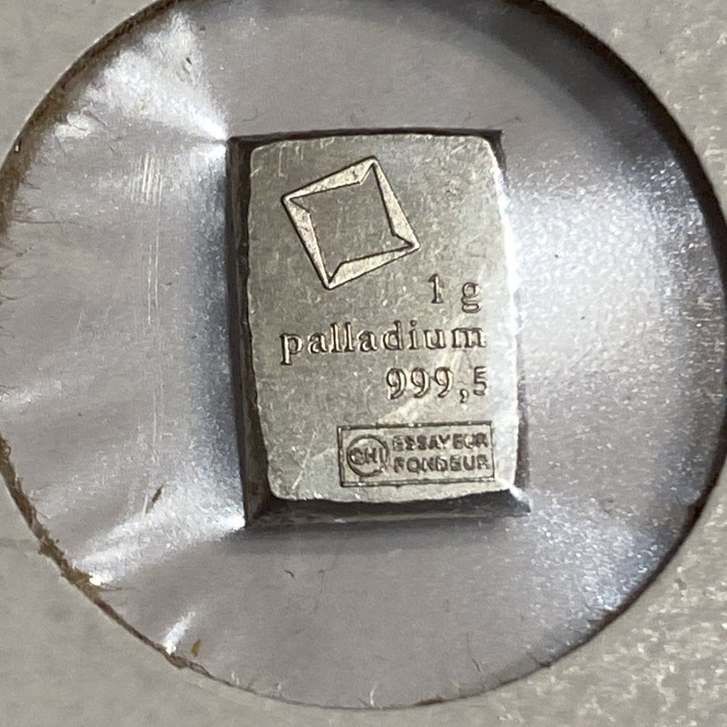 1 gram Palladium Bar .9995 Fine Bar - Valcambi Suisse Palladium CombiBar