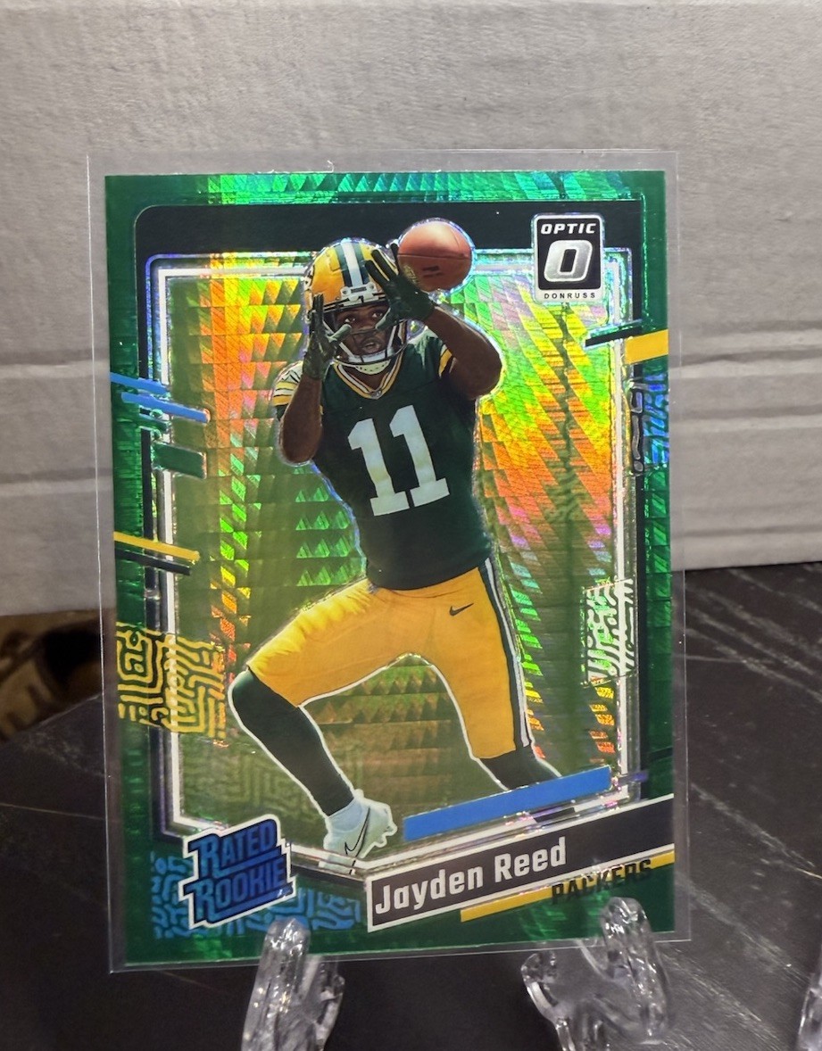 2023 Panini Donruss Optic - Rated Rookie Jayden Reed #239 Green Hyper Prizm (RC)