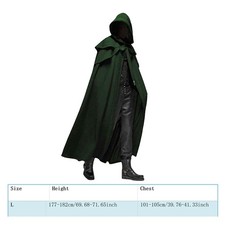 2-Halloween Hooded Cloak Unisex Men Women Cape Solid Long Cloak Role Cosplay