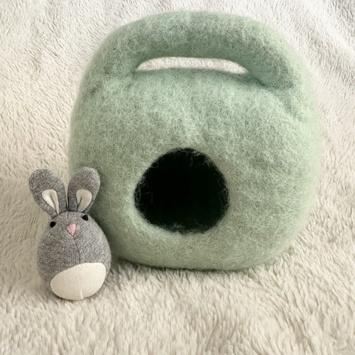 Lovevery Felt Bunny Rabbit Nest Burrrow Babbler Baby Toy Montessori