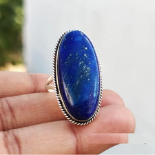 Beautiful Natural Big Oval - Lapis Lazuli Ring, 925 Silver Ring All Size R360