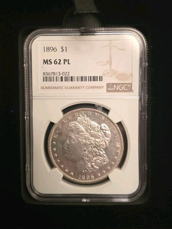 Uncirculated MS 62 Graded 1896 Year Morgan US Dollars (1878-1921