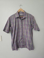 Vtg 60s 70s Christian Dior Shirt Size XL Checkered Hong Kong stained 