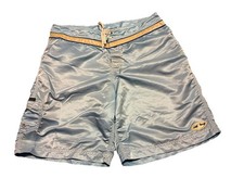 Vintage Y2K BILLABONG Swim Board Shorts Mens Size 35 Light Blue Shiny Piped FLAW