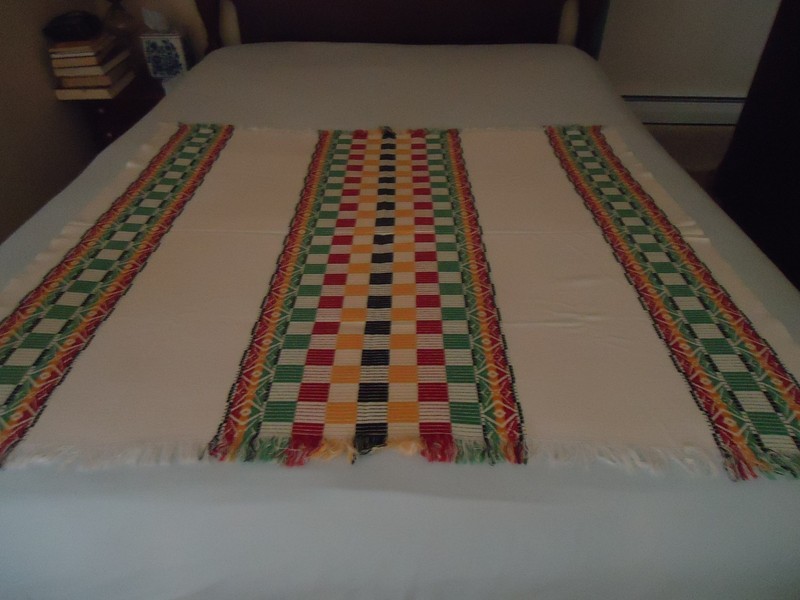 Antique East European Handwoven 42x44 Tablecloth Polish Slavic Ukrainian Russian
