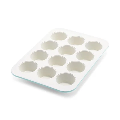 GreenLife 12-Cup Muffin Tray Ceramic Non-Stick PFAS-Free Steel Baking (Open Box)