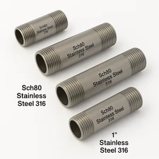316 Stainless Steel Nipple Sch80 TBE Seamless 1/8“ to 4"