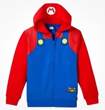 Nintendo Super Mario Unisex Kids Zip Hoodie Sweatshirt Jacket Youth XL 14 16