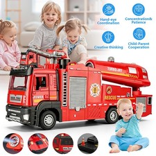 1:32 Water Spray Fire Truck Ladder Truck Toy Car Sound Light Vehicle For Gift