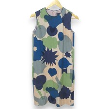 Mina Perhonen Flower Basket Wool Silk Sleeveless Dress Women Medium Multicolor V