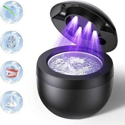 Ultrasonic Retainer Cleaner 45kHz Dentures Mouth Guards 4 Cleaning Modes 200ML