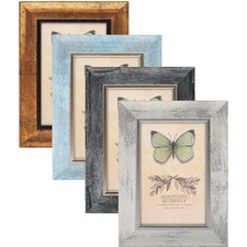 4x6 Picture Frames Set of 4 Rustic Retro Photo Frame with HD Plastic Cover fo...