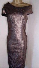 Ted Baker Maggz Metallic Asymmetric Midi Dress Size 3 ( uk 12)