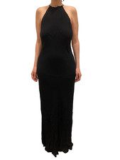 Vintage Coast Black Long Cross-Over Back Detail Occasion dress; size 12