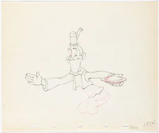 STAN LAUREL w/PIE Mother Goose Goes Hollywood DISNEY PRODUCTION CEL DRAWING 1938