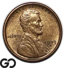 1909-S Lincoln Cent Wheat Penny, Nice RB Key Date Choice BU++