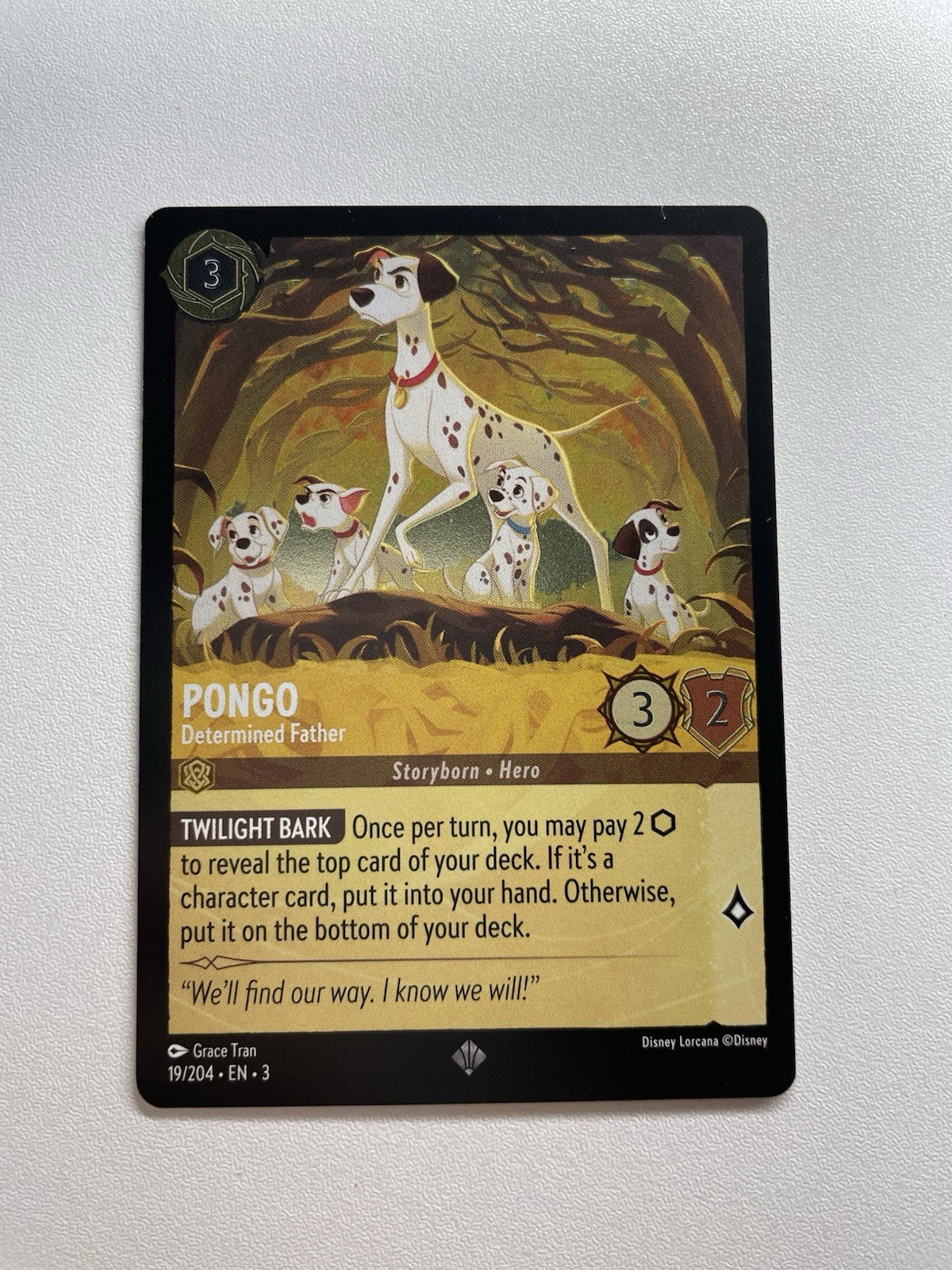 Lorcana Pongo Determined Father Into the Inklands NM COLD FOIL 19/204