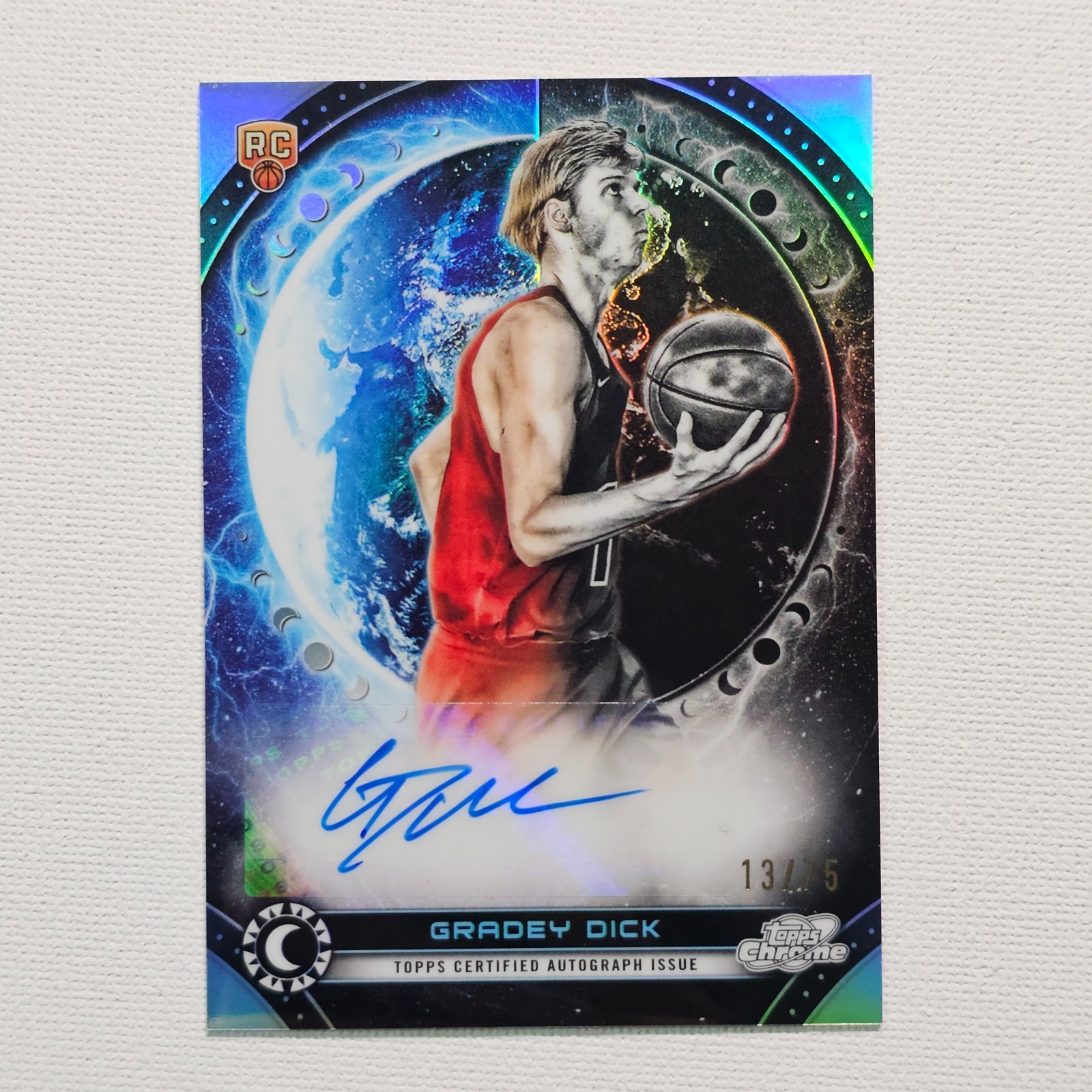 2023-24 Topps Chrome Cosmic Gradey Dick Auto Rookie RC Equinox RC 13/75 @6E