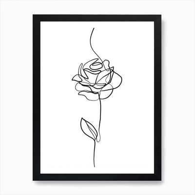 Rosenlinie Zeichnung Kunstdruck gerahmt gerahmt Wandbild Poster Leinwanddruck Bild