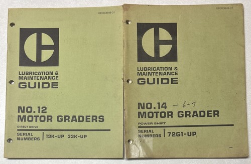 CATERPILLAR No. 12 & No. 14 MOTOR GRADER Lubrication/Maintenance Guides Lot Of 2 - Afbeelding 1 van 7