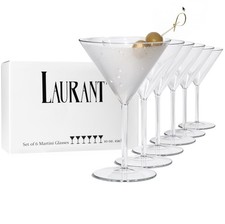 LAURANT Crystal Clear Plastic Martini Glasses 10 oz. oz Set of 6 BPA Free